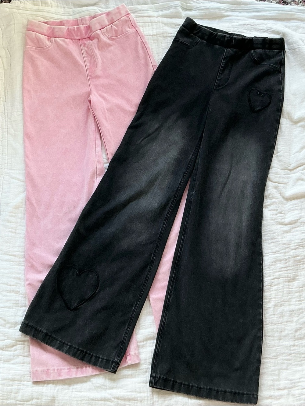 Kids Denim Pants — Pink & Black